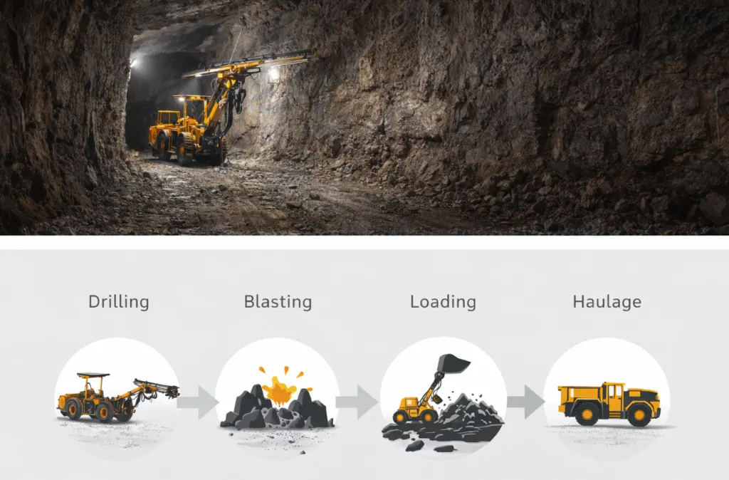 Underground drilling rig operating2