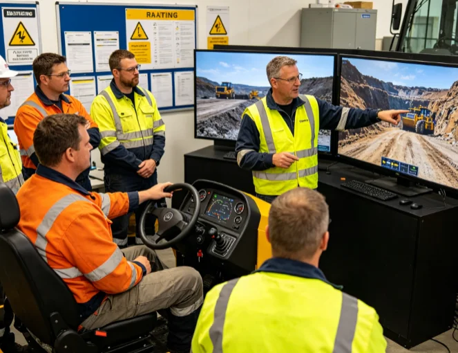 Mining loader simulator operator training class