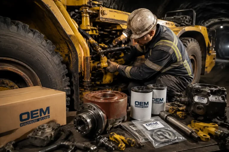 Underground mining equipment maintenance with OEM replacement parts for loaders, axles, and hydraulic systems