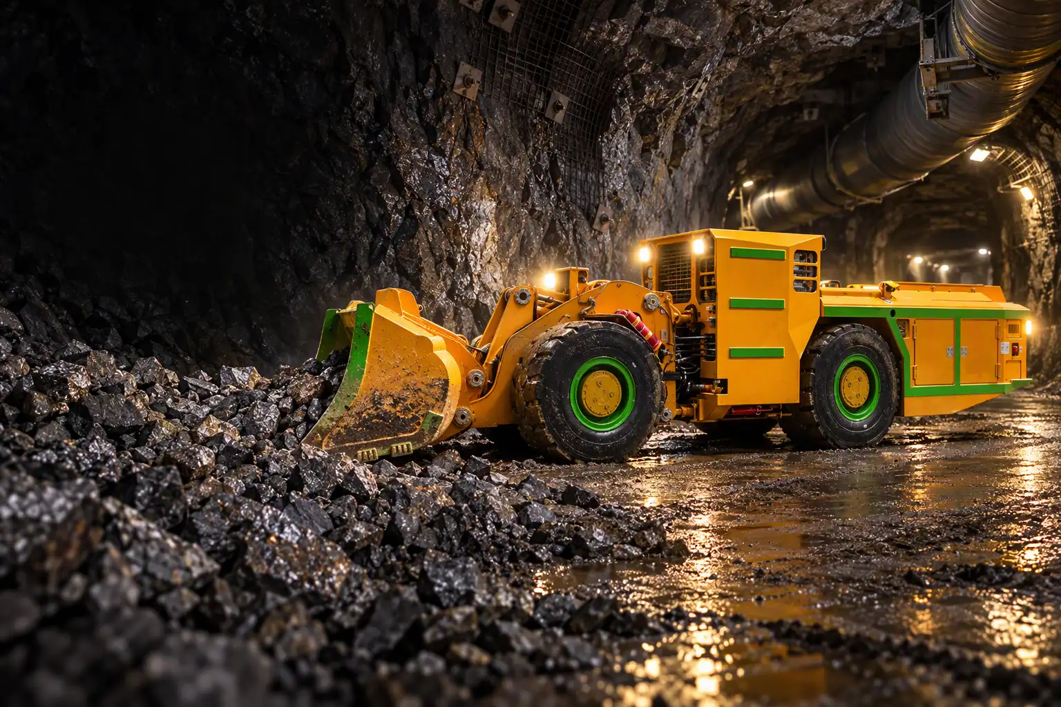 Underground mining loader at a metal mine